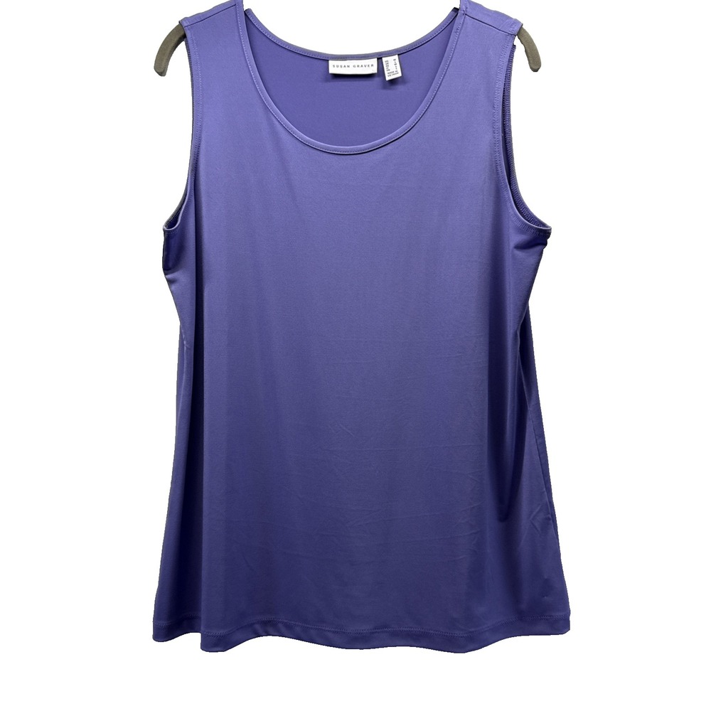 Susan Graver Womens Top Size Medium Solid Purple Sleeveless Liquid Knit Pullover